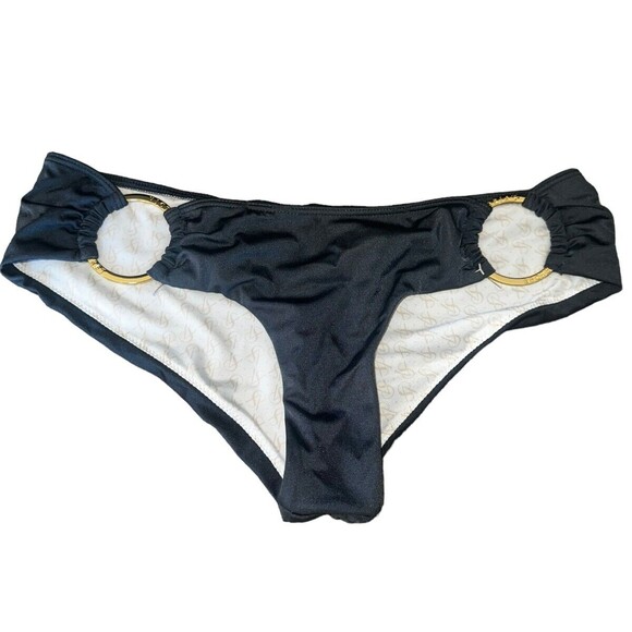 y2k Victorias Secret Swim Cheeky Bottom Gold Ring Smoke Grey Small - Picture 1 of 8